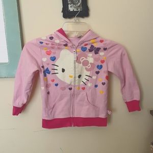 Hello Kitty Bows, Hearts Glitter Valentines Day Zip Up Hooded Jacket
